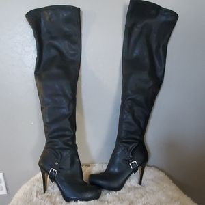 Platform over the knee boots